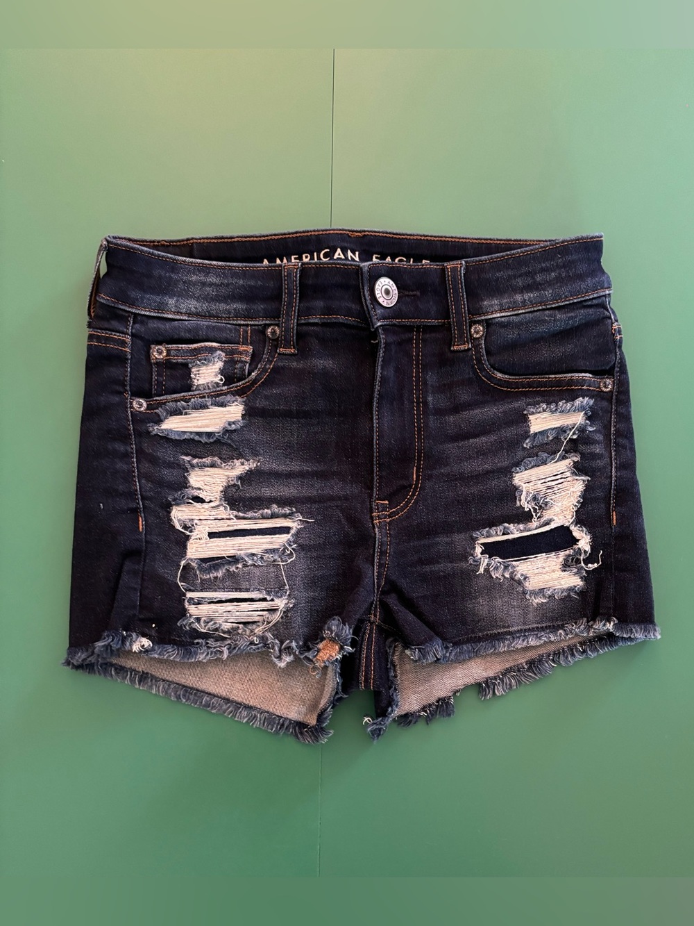 American Eagle Outfitters Black Distressed Denim Cutoff Shorts